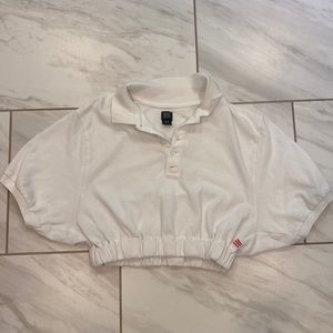 White cropped polo shirt from Urban Outfitters